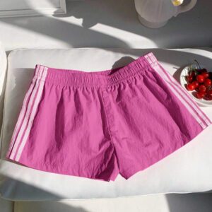 Comfortcana Short de sport en tricot rose à rayures contrastées pour femmes