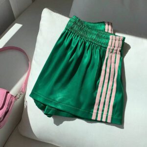 Comfortcana Short de sport en tricot rose à rayures contrastées pour femmes