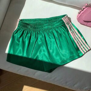 Comfortcana Short de sport en tricot rose à rayures contrastées pour femmes