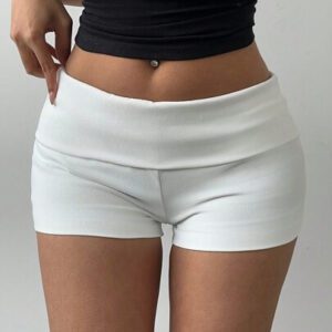 Gooodcoin BASICS Short de sport ajusté à la taille basse, en tricot de couleur unie, pour femmes