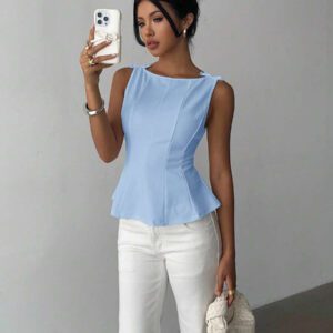 Aloruh Chemise décontractée élégante sans manches pour femmes
