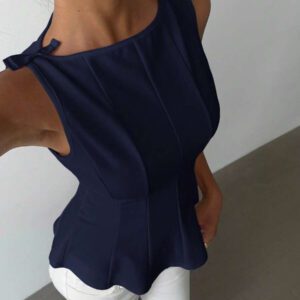 Aloruh Chemise décontractée élégante sans manches pour femmes