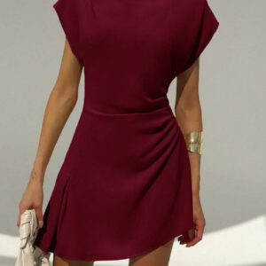 Aloruh Robe mi-longue de couleur unie pour femme, à la mode pour l'été