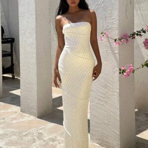 Aloruh Robe midi moulante et ajustée avec buste smocké à motif floral