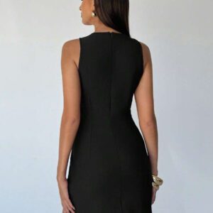 Aloruh Robe fourreau mini élégante pour femmes avec décorations en métal et torsion à la taille. Robe bordeaux élégante pour femmes, vêtements élégants pour enseignante. Vêtements décontractés professionnels pour femmes