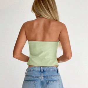 Aloruh Débardeur femme sexy à col en U, design crocheté et dos ouvert