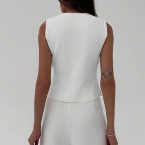 Aloruh Femme Pull tricoté casual sans manches à décor métallique col V