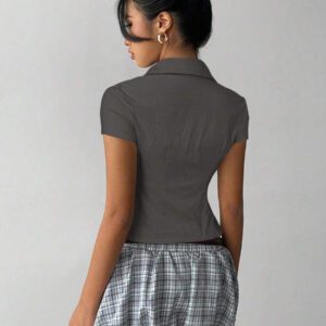 Aloruh Blouse plissée élégante blanche à manches courtes pour femmes, polyvalente pour le bureau et les déplacements, adaptée pour le printemps/été