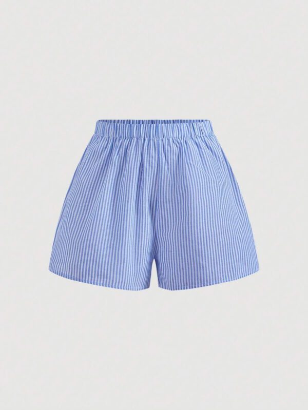 Gooodcoin MOD Femme Débardeur noué à col carré rayé assorti avec short rayé taille haute – Image 8