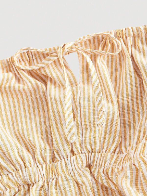 Gooodcoin MOD Femme Débardeur noué à col carré rayé assorti avec short rayé taille haute – Image 29