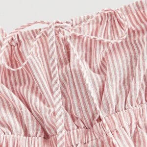 Gooodcoin MOD Femme Débardeur noué à col carré rayé assorti avec short rayé taille haute