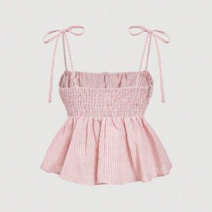 Gooodcoin MOD Femme Débardeur noué à col carré rayé assorti avec short rayé taille haute