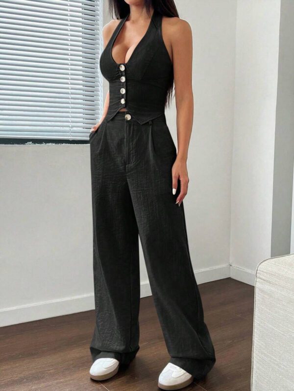 StreetHx Ensemble 2 pièces débardeur et pantalon en couleur unie pour femme style streetwear d'été – Image 12