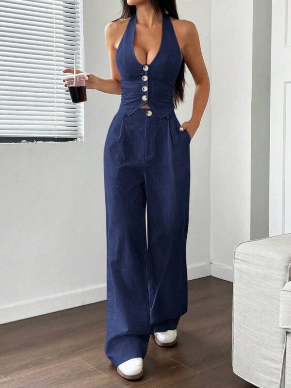 StreetHx Ensemble 2 pièces débardeur et pantalon en couleur unie pour femme style streetwear d'été – Image 20