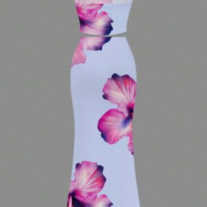 Slaydiva 2 pièces Ensemble femme, imprimé floral simple sans bretelles, pour l'été. Convient pour les vacances, les fêtes et la campagne