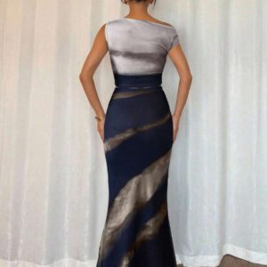 Chiquease Ensemble 2 pièces Top court asymétrique et mini-jupe moulante tie dye pour femme