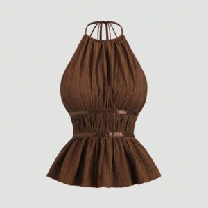 Sweetra Ensemble 2 pièces de style français, relaxé, composé d'un débardeur unicolore avec taille resserrée et d'un pantalon large à jambes amples. Ensemble pour femmes