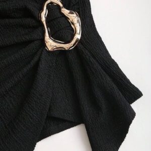 Sweetra 2 pièces Tenue minimaliste de femme pour le trajet, tricot texturé confortable, boucle métallique décorative, automne