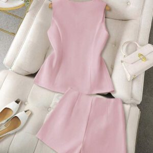 GlowEve 2 pièces Ensemble débardeur et mini-jupe femme de couleur unie, minimaliste et , convient pour l'été