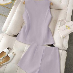 GlowEve 2 pièces Ensemble débardeur et mini-jupe femme de couleur unie, minimaliste et , convient pour l'été