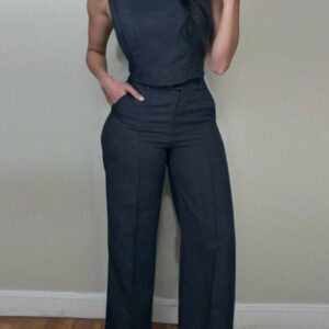 INAWLY Ensemble 2 pièces femme, débardeur et pantalon unicolore, tenue casual printemps/été