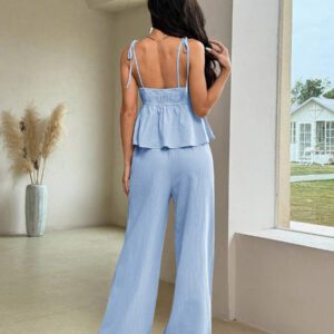Comfortcana Ensemble de débardeur et pantalon long en lin, Été