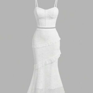 Gooodcoin X Jessie Gooodcoin MOD Ensemble Deux Pièces Haut Caraco En Dentelle Et Jupe À Ourlet Sirène Pour Femme
