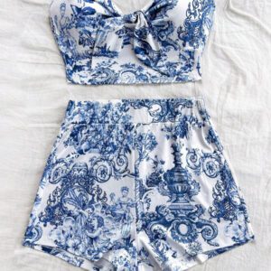 Soleia Ensemble de 2 pièces avec brassière à lacets décontractée et short taille haute ajusté