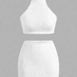 Gooodcoin EZwear Unicolore Top Court Ras-Du-Cou & Jupe Moulante