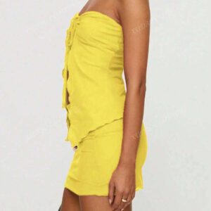 Ensemble jupe et Top asymétrique sexy en couleur unie pour femmes, vêtements de Noël, tenues de sortie, tenues de club sexy pour femmes, robe corset, épaules dénudées, tenues de concert et de rave