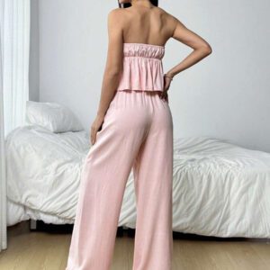 Gooodcoin EZwear 2 pièces Ensemble Top sans manches et pantalon pour femmes, couleur unie, style minimaliste, convenant pour l'été