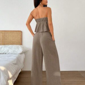 Gooodcoin EZwear 2 pièces Ensemble Top sans manches et pantalon pour femmes, couleur unie, style minimaliste, convenant pour l'été