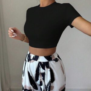 Elenzga 2 pièces Ensemble chemise décontractée de plage et short rayé