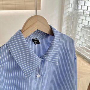 Flirla Ensemble de chemise et short rayés bleus et blancs pour femmes, printemps/été