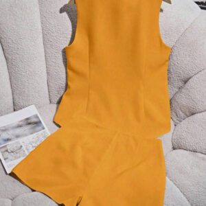 Franclia 2 pièces Ensemble débardeur et jupe à fines bretelles de couleur unie pour femmes, pour le casual ou le bureau