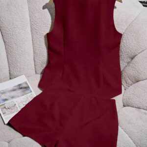 Franclia 2 pièces Ensemble débardeur et jupe à fines bretelles de couleur unie pour femmes, pour le casual ou le bureau