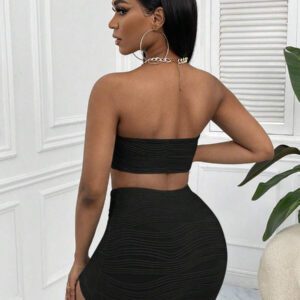 Gooodcoin SXY Ensemble Femme Bandoulière Et Jupe Embellis D'anneaux Unis