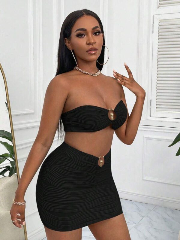 Gooodcoin SXY Ensemble Femme Bandoulière Et Jupe Embellis D'anneaux Unis – Image 4