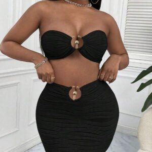 Gooodcoin SXY Ensemble Femme Bandoulière Et Jupe Embellis D'anneaux Unis