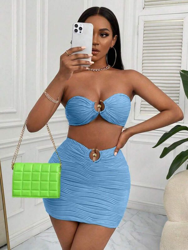 Gooodcoin SXY Ensemble Femme Bandoulière Et Jupe Embellis D'anneaux Unis – Image 19