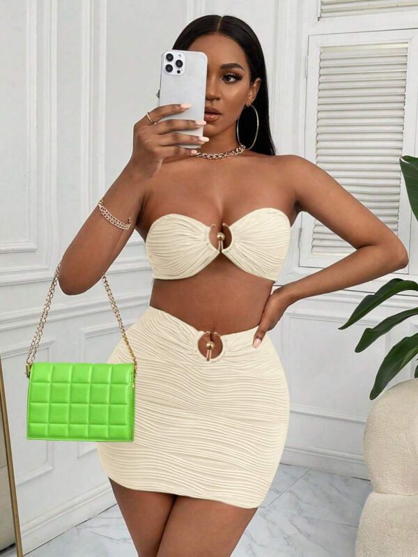 Gooodcoin SXY Ensemble Femme Bandoulière Et Jupe Embellis D'anneaux Unis – Image 23