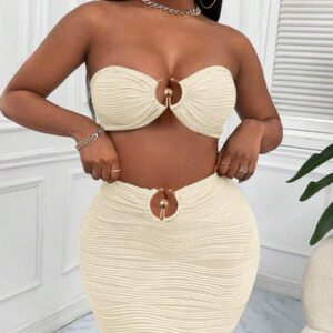 Gooodcoin SXY Ensemble Femme Bandoulière Et Jupe Embellis D'anneaux Unis