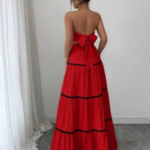 Rafferiza 2 pièces/Set Femmes Ensemble Top Bandeau Élégant Crop et Jupe