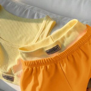 Comfortcana 2 pièces/Set Débardeur femme imprimé de lettres et Short bicolore, Tenue d'été