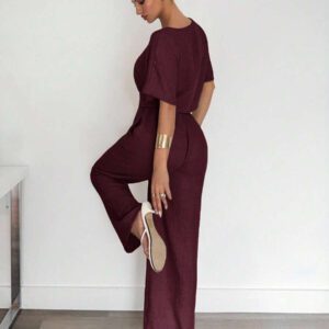 Siren Gaze 2 pièces/set Femme costume décontracté composé d'une chemise plissée et d'un pantalon de couleur unie. Tenue décontractée chic pour le travail, convient aux femmes, enseignantes. Ensemble 2 pièces décontracté