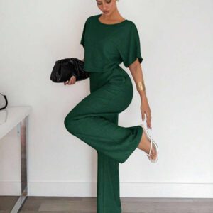 Siren Gaze 2 pièces/set Femme costume décontracté composé d'une chemise plissée et d'un pantalon de couleur unie. Tenue décontractée chic pour le travail, convient aux femmes, enseignantes. Ensemble 2 pièces décontracté