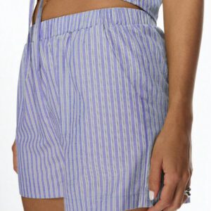 MISSGUIDED Ensemble coordonné rayé Top court à nœud avec short d'été à taille haute. Tenue deux pièces pour la détente, décontractée, plage et villégiature