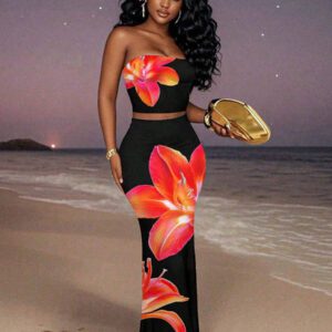 Slaydiva 2025 Ensemble débardeur et short à imprimé floral minimaliste casual pour le printemps/été, convient pour les vacances, les fêtes et la campagne
