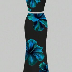 Slaydiva 2025 Ensemble débardeur et short à imprimé floral minimaliste casual pour le printemps/été, convient pour les vacances, les fêtes et la campagne