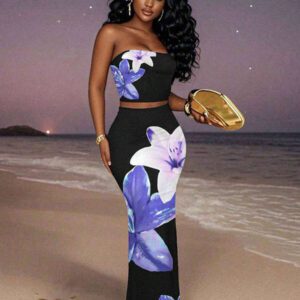 Slaydiva 2025 Ensemble débardeur et short à imprimé floral minimaliste casual pour le printemps/été, convient pour les vacances, les fêtes et la campagne